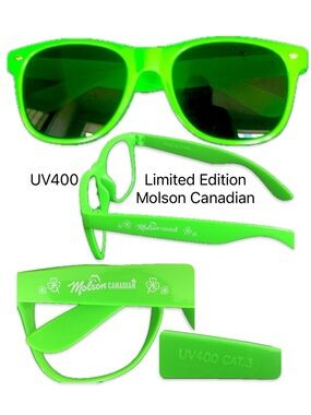 NWOT: St. Patrick’s Day  Molson Canadian Green Sunglasses UV400 Limited Edition